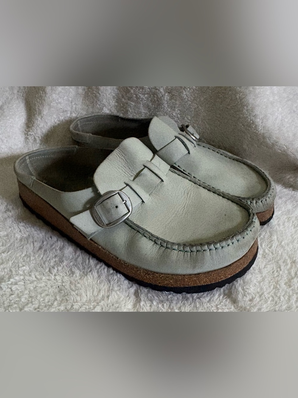 Women’s Birkenstock Buckley Dove Gray Slip On Buckle Shoes Clogs Size 40 US 9